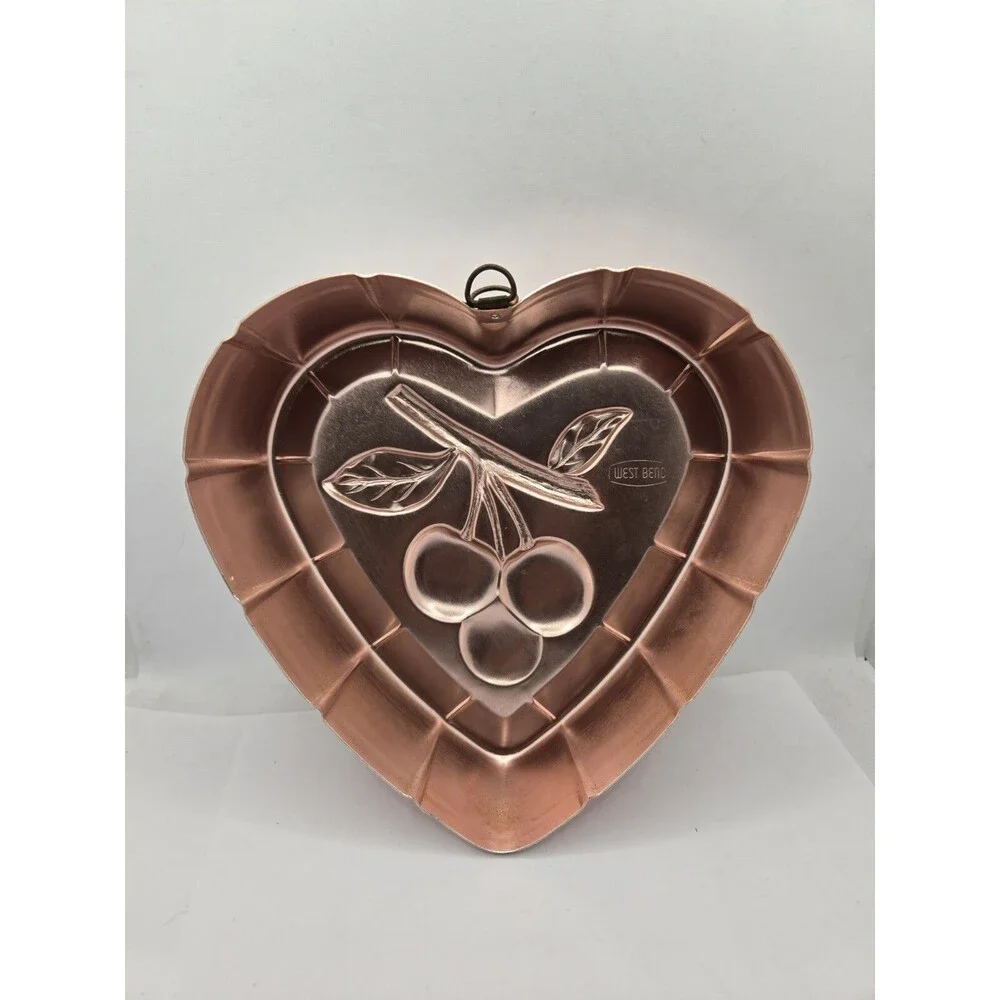 VINTAGE WEST BEND VALENTINE HEART WITH CHERRIES MOLD